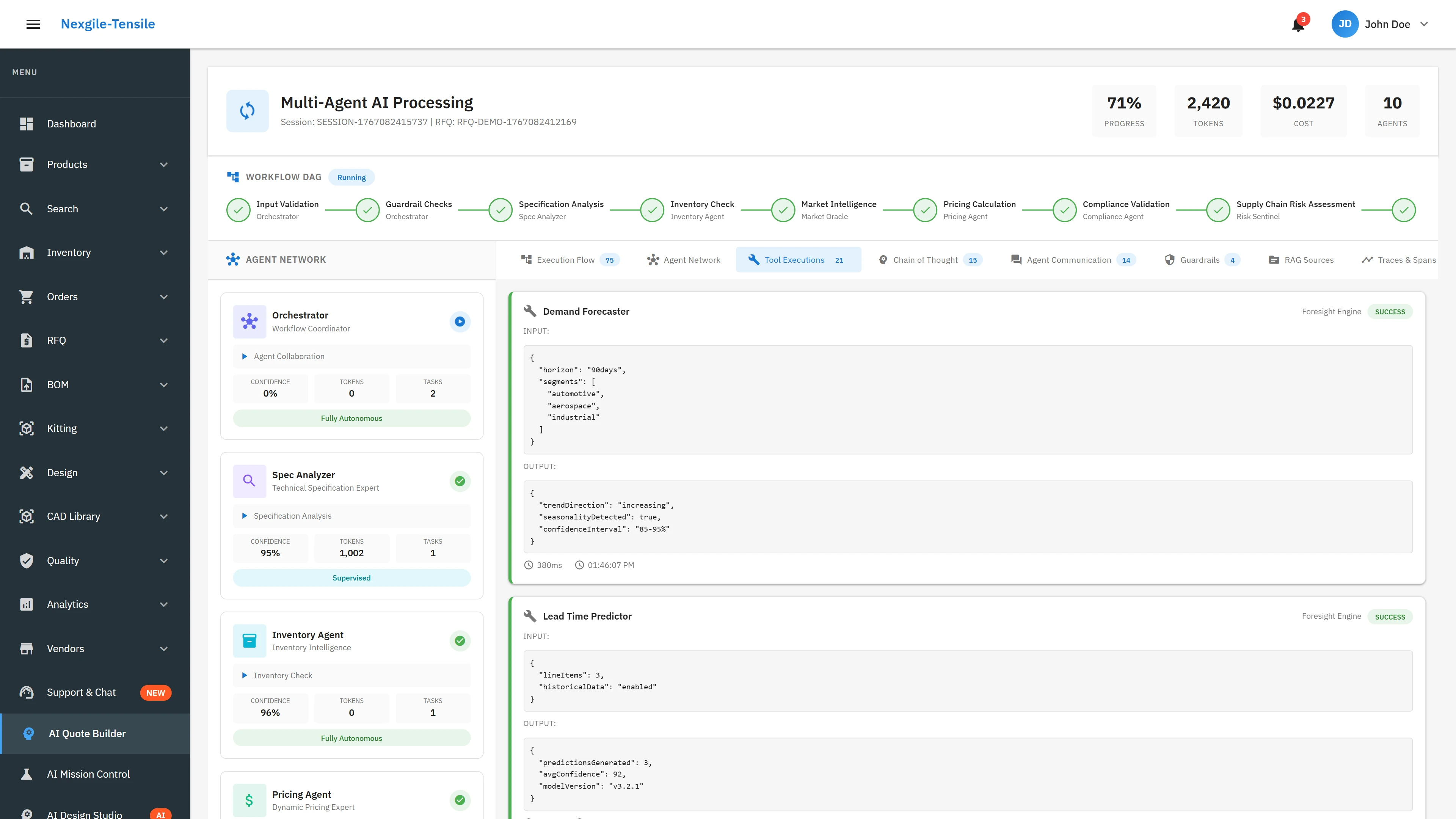 Quote Generation - AI-powered pricing analysis and inventory allocation